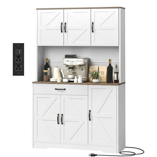 GRUSIGN 71-Inch Pantry Cabinet with Charging